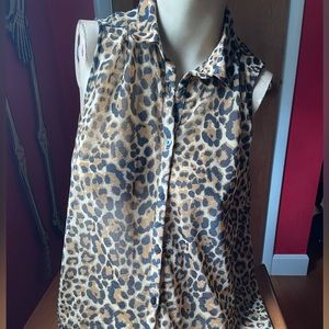 H&M Sheer Sleeveless Leopard Print Blouse